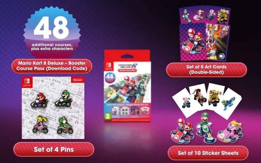 Mario Kart 8 Deluxe Booster Course Pass Set (Nintendo Switch) - inc download  code for Booster pass + pins + cards + stickers (free c+c)