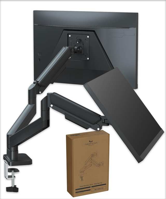 Dual 32-Inch Monitor Arm Desk Mount Height Adjustable VESA Gas Spring with Cable Management - Black Dual Monitor Arm [Limited Stock]