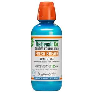 The Breath Co Alcohol Free Mouthwash - Dentist Formulated Oral Rinse for 12 Hours of Fresh Breath - Icy Mint Flavour, 500ml