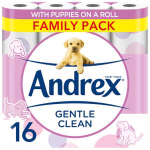 Andrex Gentle Clean Toilet Rolls Pack, pack of 16