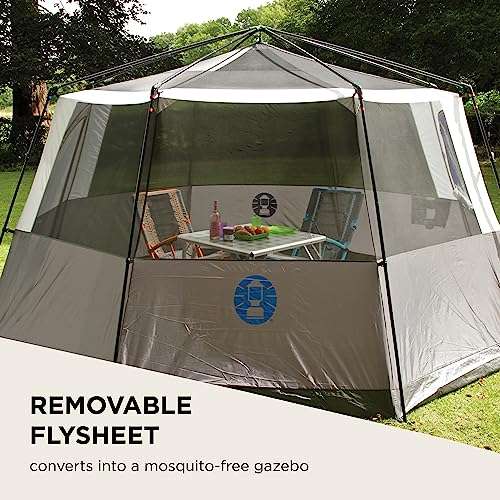 Coleman Tent Octagon, 6 Man Festival Dome Tent, 6 Person Family Camping Tent with 360° Panoramic View, Sewn-in Groundsheet