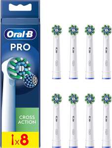 Oral-B Pro Cross Action Electric Toothbrush Head, X-Shape And Angled Bristles for Deeper Plaque Removal, Pack of 8 Toothbrush Heads, White