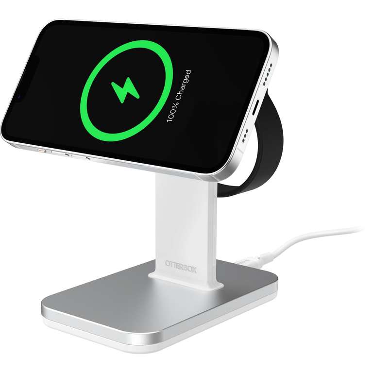 OtterBox Wireless 2-in-1 MagSafe Charging Stand, Grey + 2m USB-C Cable ...