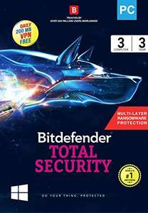 BitDefender Total Security Latest Version (Windows) - 3 User, 3 Years (Activation Key Card) from AMAZON.IN (INDIA) for £8 (776 INR)