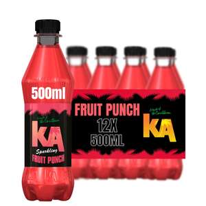KA Caribbean 12 Pack Sparkling Fruit Punch Soda Flavoured Drink, Authentic Jamaican Recipes - 12 x 500ml Bottles - S&S £8.03