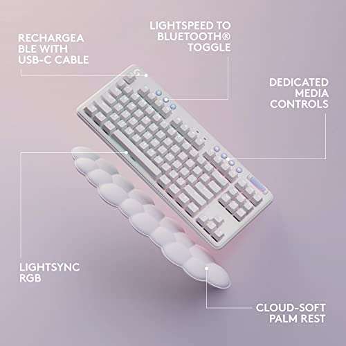 Logitech G G715 Wireless Mechanical Gaming Keyboard Linear Switches and Keyboard Palm Rest - White Mist £129.30 @ Amazon