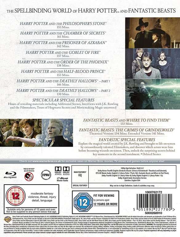 Wizarding World: 10 Film Collection - Harry Potter/Fantastic Beasts [Blu-ray] - £27.99 Delivered @ Amazon