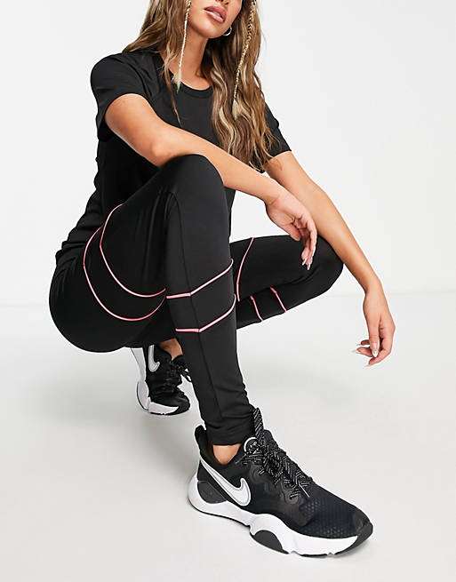 Threadbare Fitness gym leggings with contrast piping in black - £7.50 + £4 delivery @ ASOS