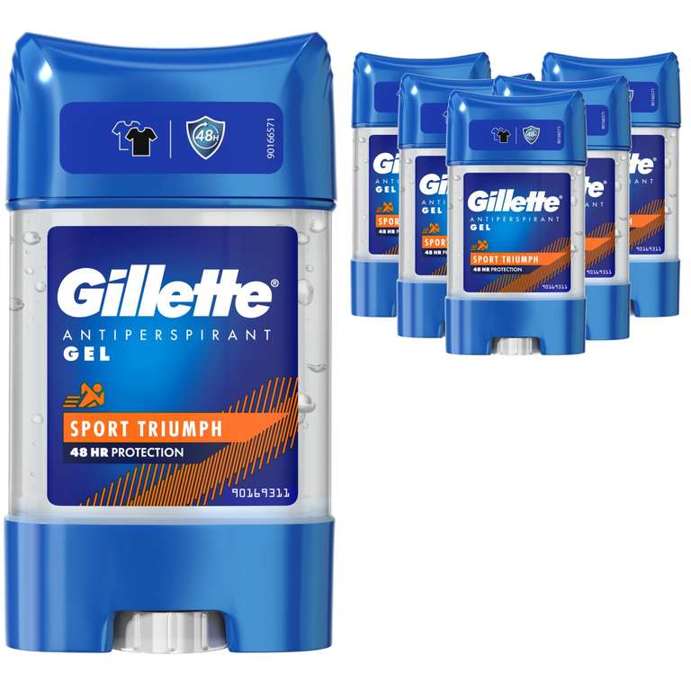 Gillette Antiperspirant Clear Gel Deodorant For Men, 48-Hour Invisible Sweat and Odour Protection (Pack of 6) - £6.16 / £5.51 S&S