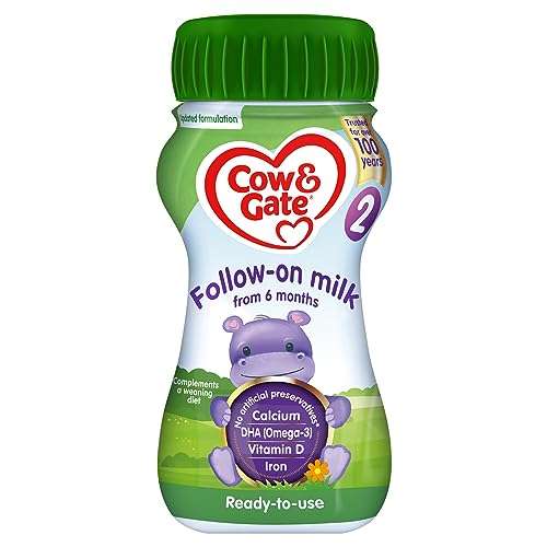 Cow & Gate 2 Follow On Baby Milk Ready to Use Liquid Formula, 6-12 Months, 200ml (Pack of 12) - £4.32 S&S with 20% Voucher on First Purchase