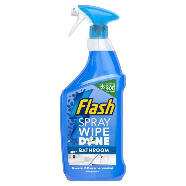 Flash Spray Wipe Done Bathroom Antibac Cleaning Spray White Blossom - 3 X 800ML - Discount at Checkout - S&S £3.93
