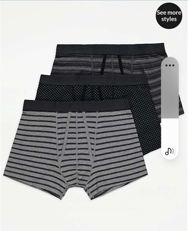 Striped A-Front Boxers 3 Pack for £5 + free collection @ George (Asda)