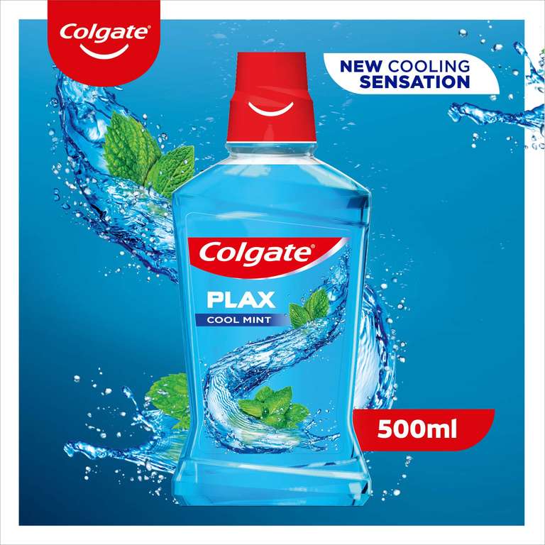 Colgate Plax Mouthwash, Cool Mint Mouthwash with 24/7* Plaque Protection, Multipack, 4x500ml (£7.54/£7.12 on S&S + 10% off 1st S&S)