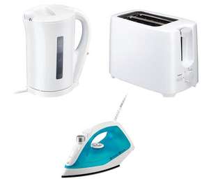 Currys Steam Iron, Jug Kettle& 2-Slice Toaster Bundle - White £17 (£4 delivery/Free over £50 spend , free C&C selected stores) @ Currys
