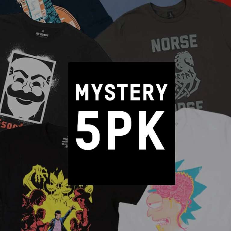 Mystery Geek T-Shirts - 5 Pack £11.99 / 10 pack £19.99 + £1.99 delivery (brands inc Marvel / Star Wars etc) @ Zavvi