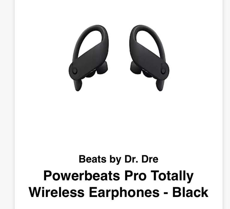 Beats by Dr. Dre Powerbeats Pro Totally Wireless Earphones - Black - £169 with code @ Three