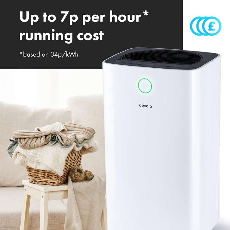 Devola 12L/day Low Energy Dehumidifier (costs less than 7p per hour) - Dispatched and sold from Energy Saving Bulbs/Products