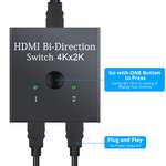 eSynic HDMI Bidirectional Switch 1 in 2 Out or 2 in 1 Out HDMI Splitter + Cable - £3.97 With Voucher @ eSynic UK / Amazon