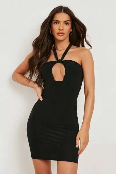 boohoo Slinky Cut Out Halterneck Mini Dress now £3. With Free Delivery Code @ Debenhams / Sold & delivered by boohoo