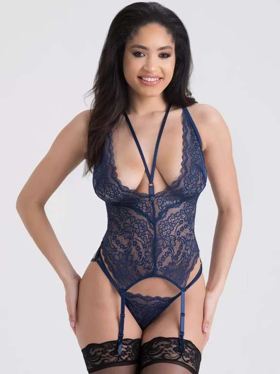 Lovehoney Late Night Liaison Blue Lace Deep Plunge Bustier Set - £20 + Free Delivery With Code - @ Lovehoney