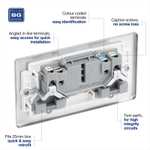 BG Brushed Steel 13A DP White Insert Switched Socket 2 Gang - £22.49 + Free Click & Collect @ Toolstation