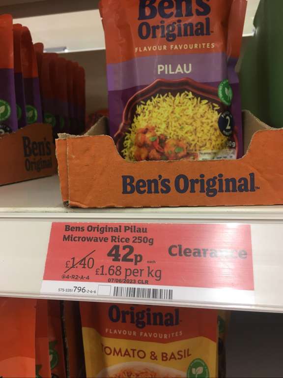 Bens Original Pilau Rice 42p @ Sainsbury’s Lewisham