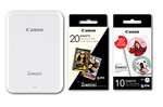 Canon Zoemini Instant Mini Photo Printer (White) + pack of 20 sheets + pack of 10 circle stickers £78.20 @ Amazon