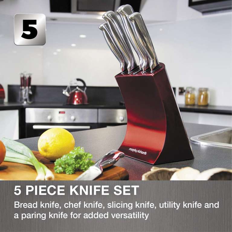 Morphy Richards 976033 Dune 5 Piece Knife Block, Sage Green