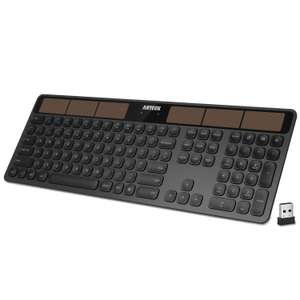 Arteck Solar Wireless Keyboard Full Size with voucher + code - Sold by ARTECK FBA (Prime exclusive)