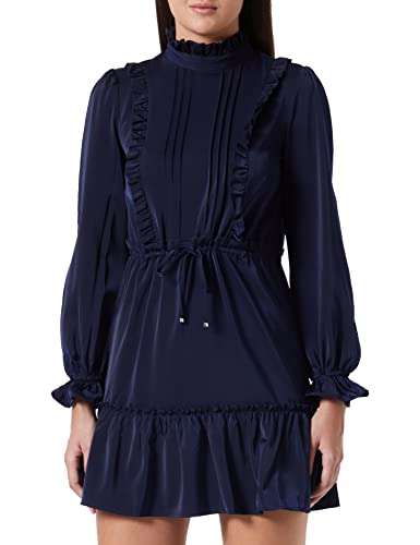 Darling Navy Satin Shirt Dress with Ruffle Detail, Size 8 at Amazon for ...