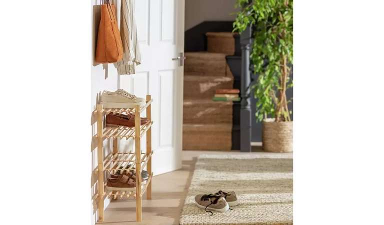 Argos Home Solid Pine Stackable 2 Shelf Shoe Storage Rack - £5.60 (Free Click & Collect) @ Argos