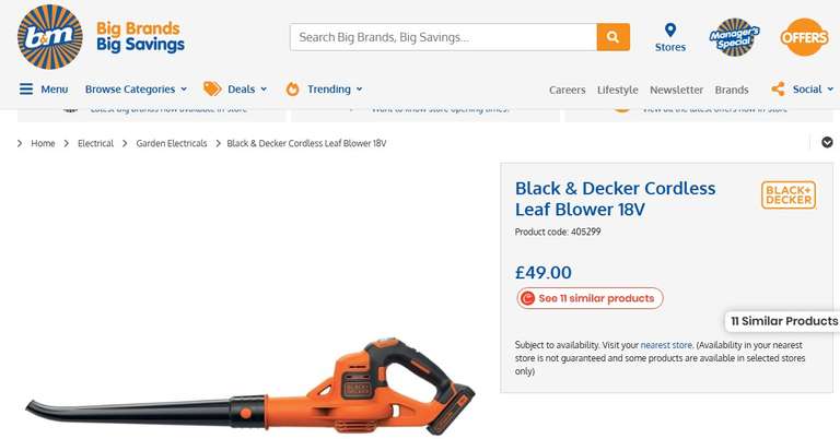 Black & Decker Cordless Leaf Blower with 18v battery and charger GWC1820PC - Cheadle Heath