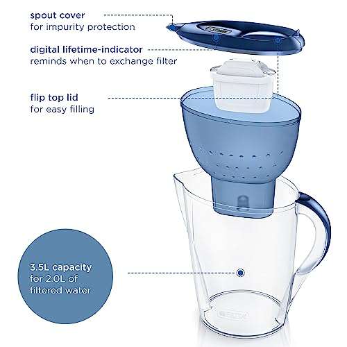 BRITA Marella XL Water Filter Jug Blue (3.5 Litre) with 1x MAXTRA PRO