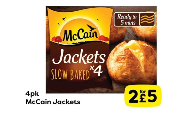 McCain Slow Baked Jacket Potatoes 8 x 200g (2pks for £5)