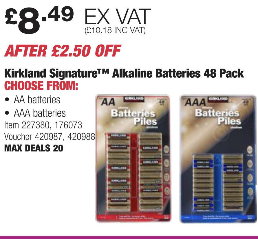 Kirkland Signature Alkaline Batteries 48 Pack a 10 18 From 31st Oct Costco Instore Hotukdeals
