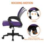 Yaheetech Modern Ergonomic Office Swivel Chair Adjustable Computer Chair with Back Support Purple - £35.95 With Voucher @ Yaheetech / Amazon