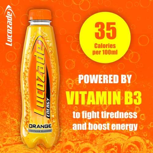 12 Bottles of Lucozade Energy Drink, Orange Flavour (3 x 4 pack) 380ml £7.47 / £6.47 Subscribe & Save @ Amazon