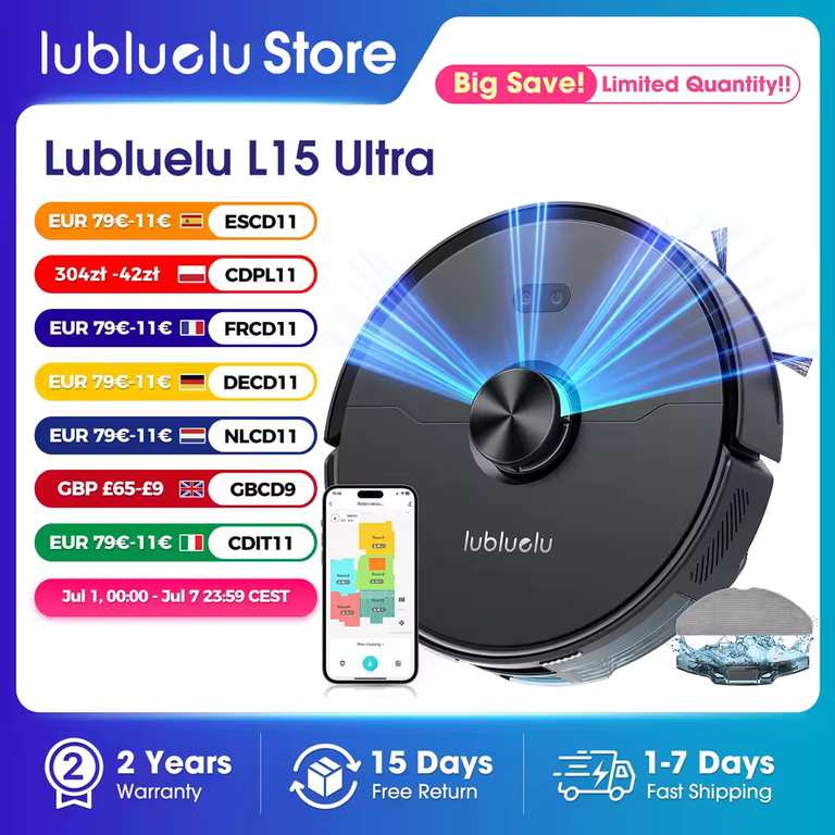 Lubluelu L15 Ultra Robot Vacuum and Mop with 5500Pa Suction and Add-On Item photo 2