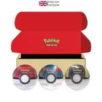 Amazon Exclusive: Poké Ball Tin Bundle 9 pokemon card boosters, 3 metal pokeball tins and 7 sticker sheets.