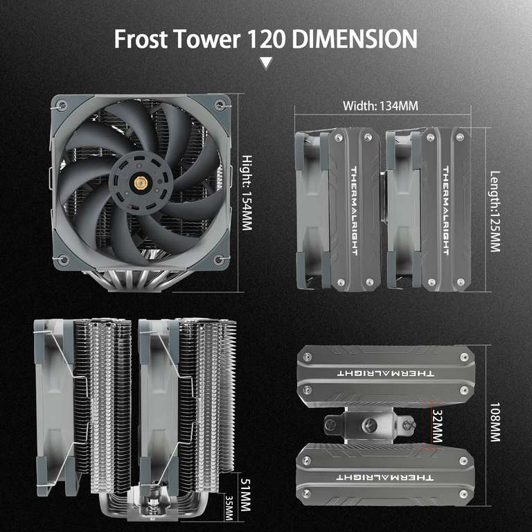 Thermalright Frost Tower 120 CPU Air Cooler, 6 Heatpipes, CPU Cooler at deliming321 FBA