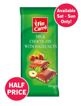 Fin Carre Milk Chocolate With Hazelnuts 100g Bar Only 22p Lidl