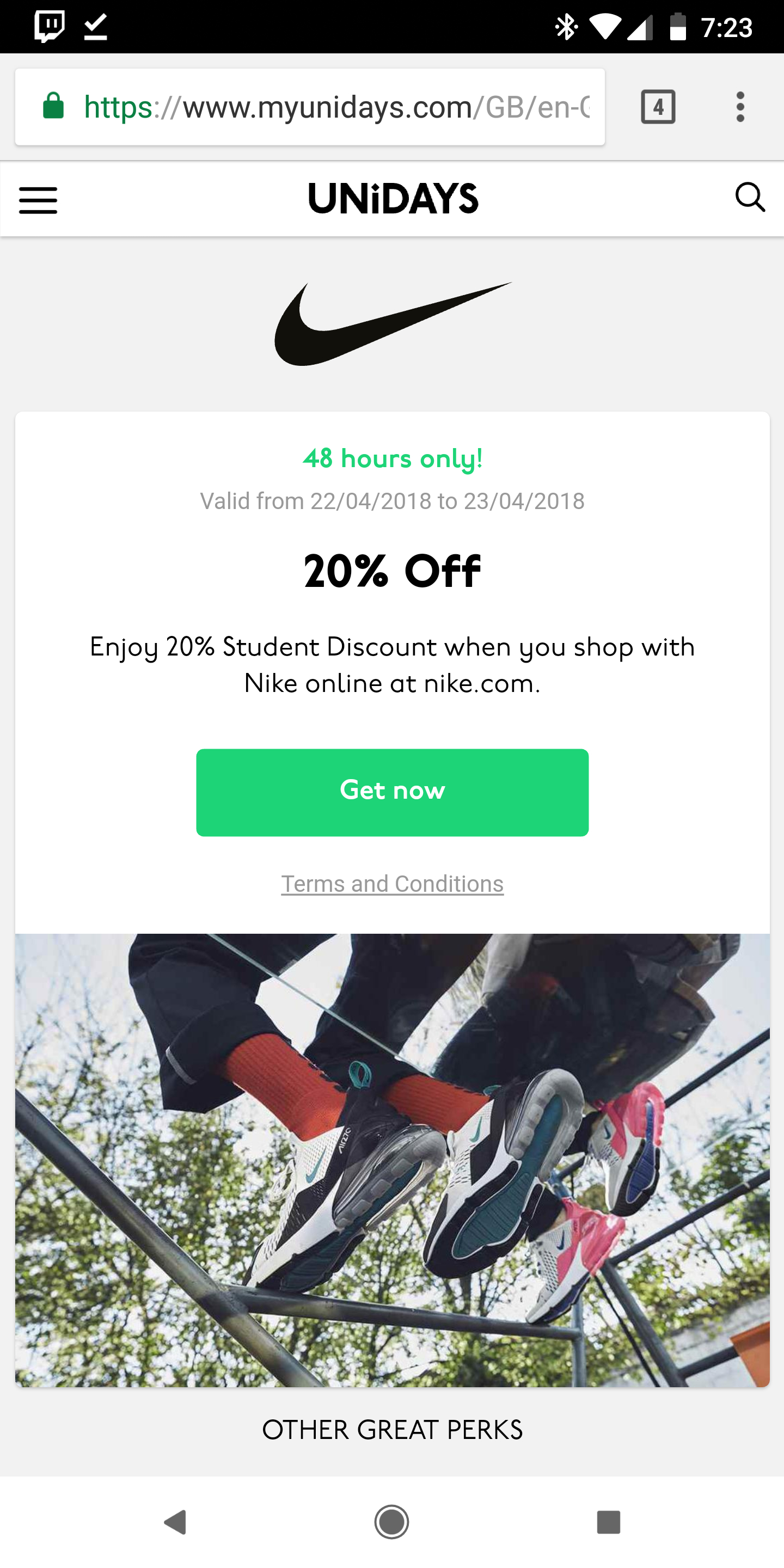 nike 20 student discount