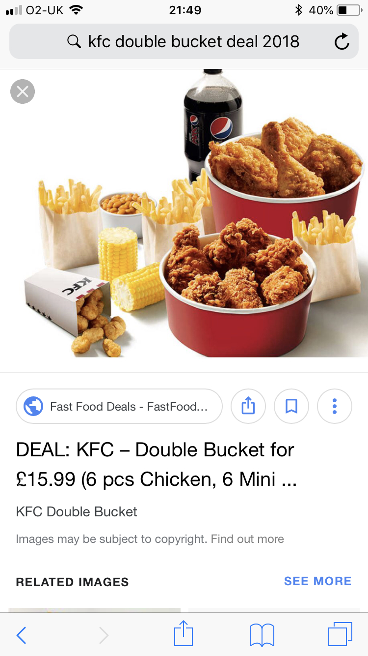 KFC double bucket is back £15.99 - hotukdeals
