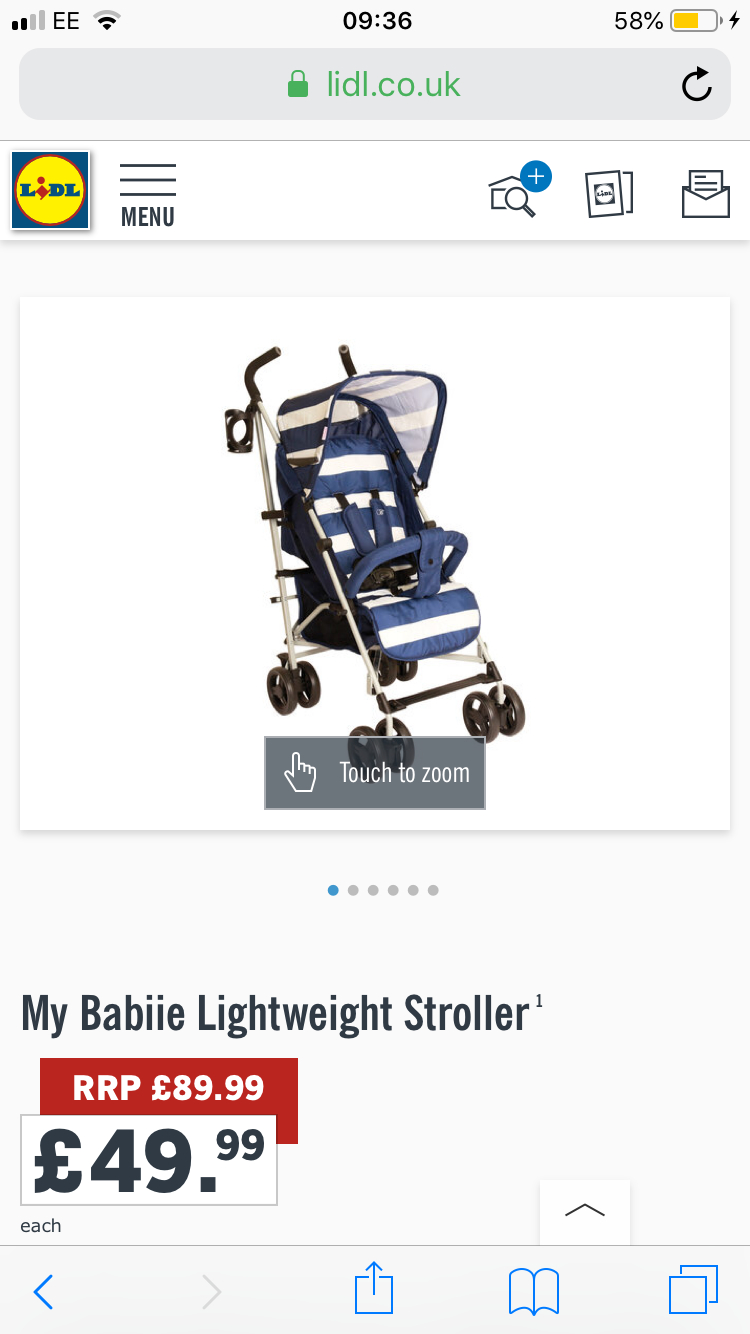 My babiie stroller in Lidl £49.99 