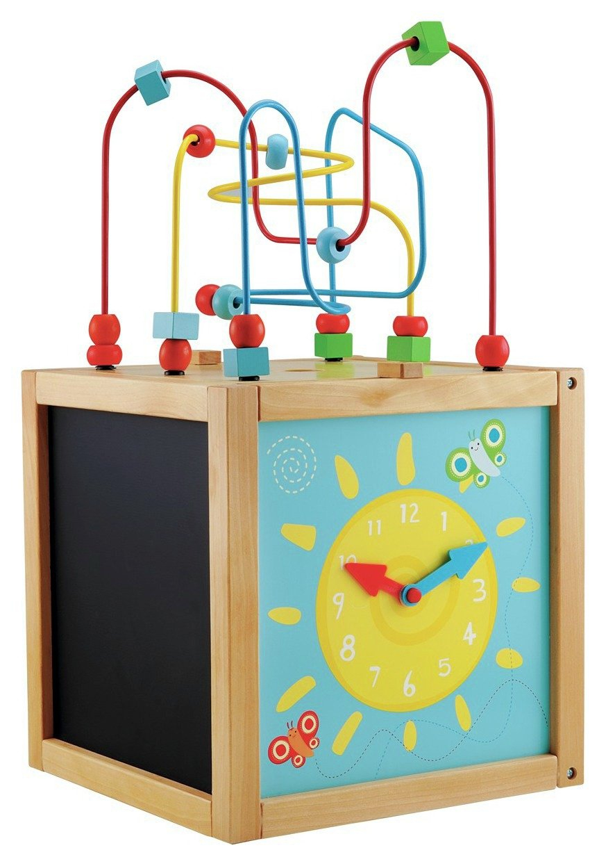 large wooden activity cube