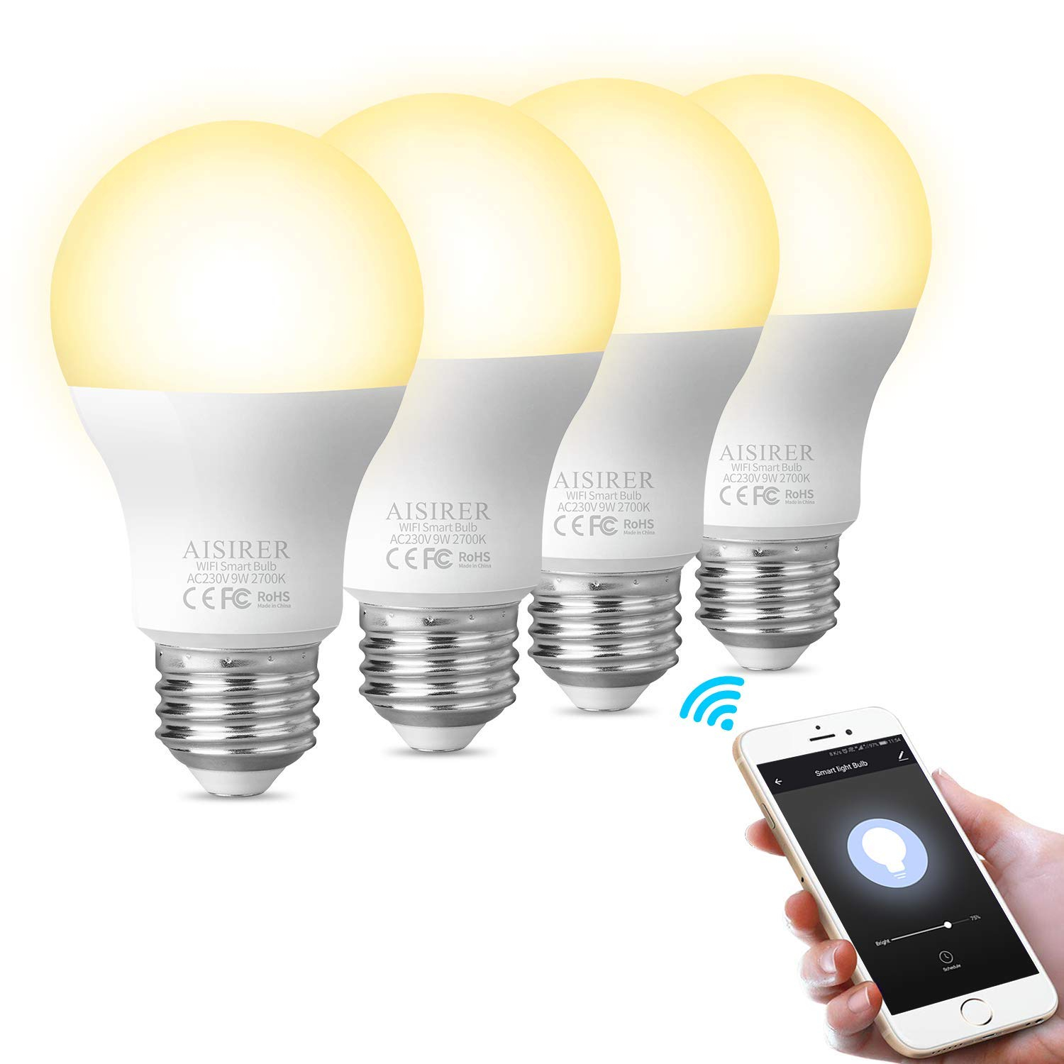 WiFi Smart Bulb AISIRER Alexa Light Bulbs No Hub Required Compatible