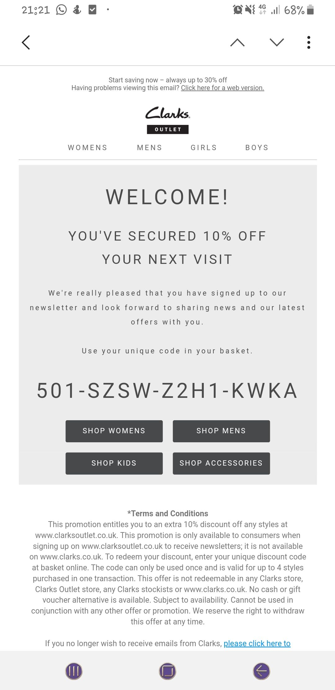clarks outlet coupon code
