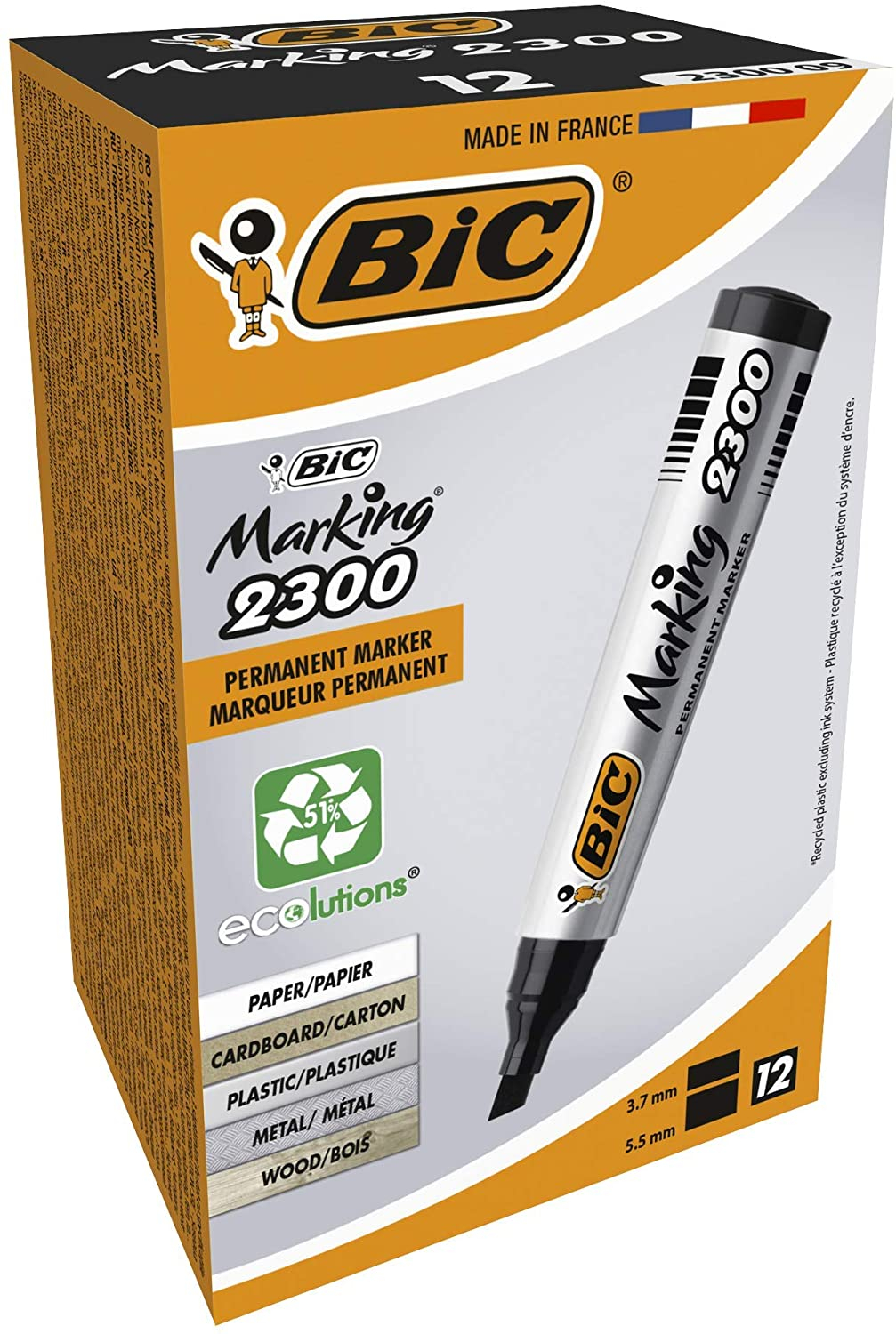 BIC Marking 2300 ECOlutions Permanent Markers Black Box Of 12 6 29 