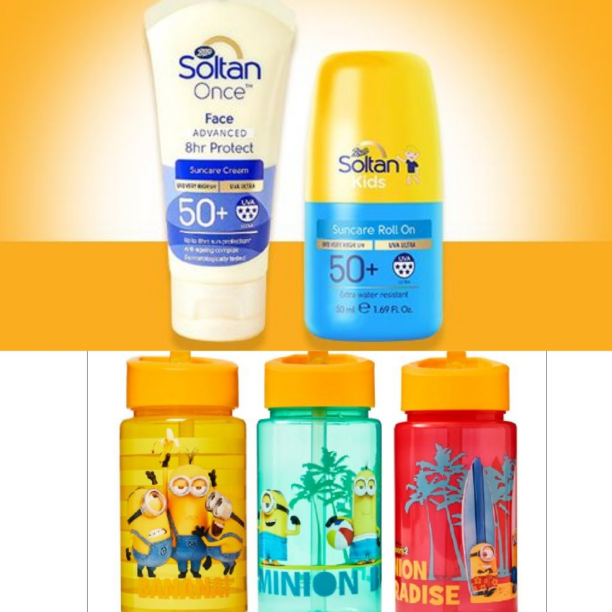 Soltan ONCE Sun Protection Half Price With Code Free Minion Water 