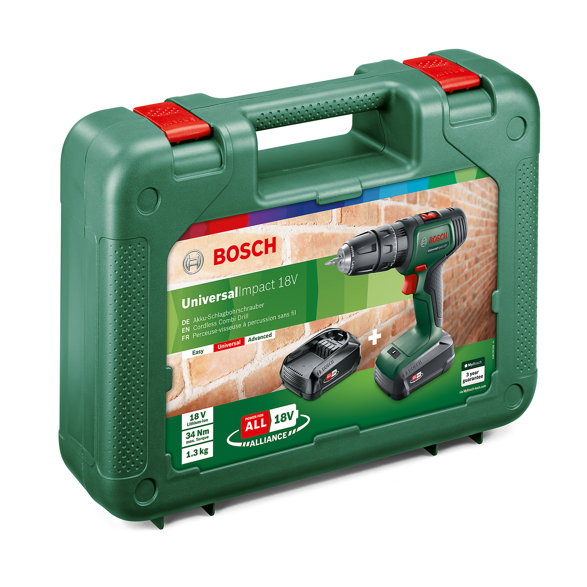 Bosch Universal Impact 18V Cordless Combi Drill With 2 X 2 0Ah